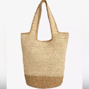 Style & Co. Two-Tone Woven Straw Tote - Natural & Brown